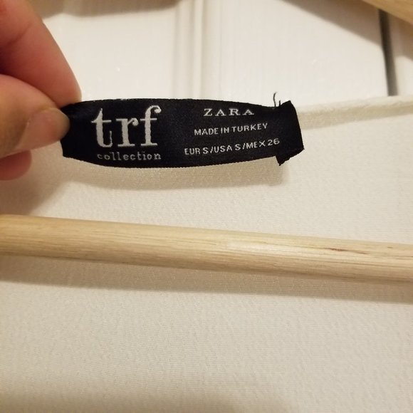 Zara TRF White Button Down Ruffle Trim Sleeve V-Neck Flowy Crop Summer Blouse - Picture 5 of 10